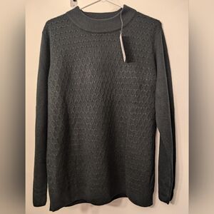 Allison Daley Black Textured Knit Sweater Size XL PTP 22 With Stretch